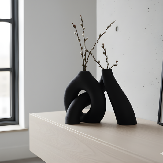 Interlock Vase, 3D-Printed Decorative Vase - Modern Minimalist Home Décor