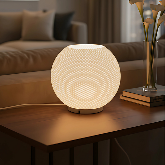 LumoOrb Textured Globe Lamp | Modern LED Table Light | Bedside & Ambient Home Decor